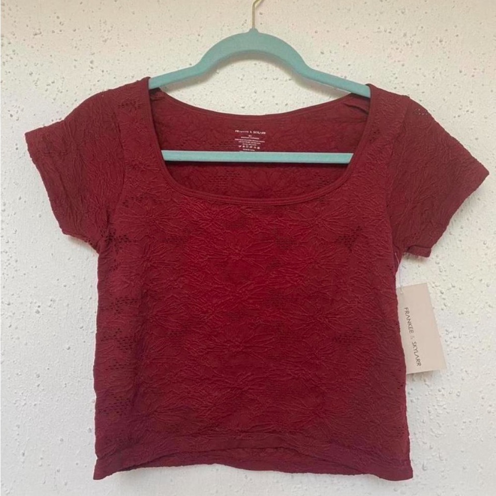 Premier Maroon Textured Crop Top